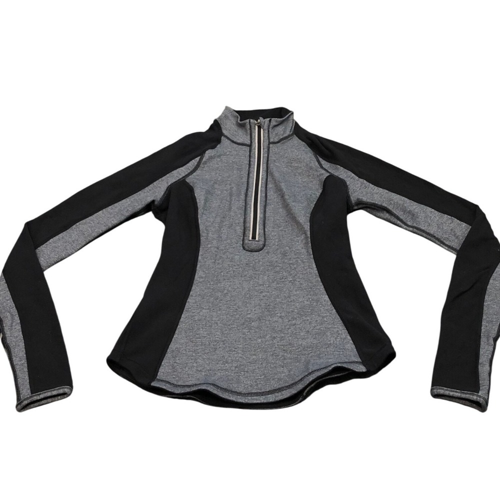 Lululemon Run Uturn Pullover Reversible Womens S Gray Black Mock Neck Active Top